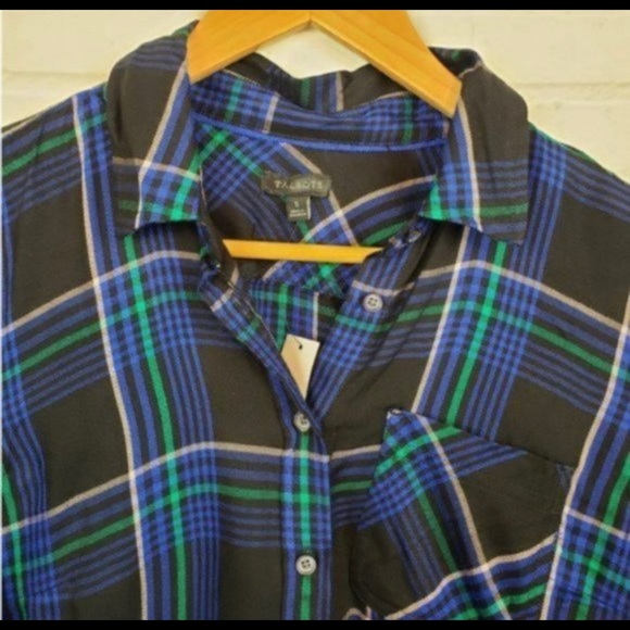 Talbots Blue Green Plaid Button Up Front NWT - Picture 2 of 2